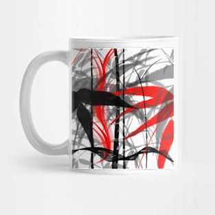 red black grey silver white bamboo abastract digital painting Mug